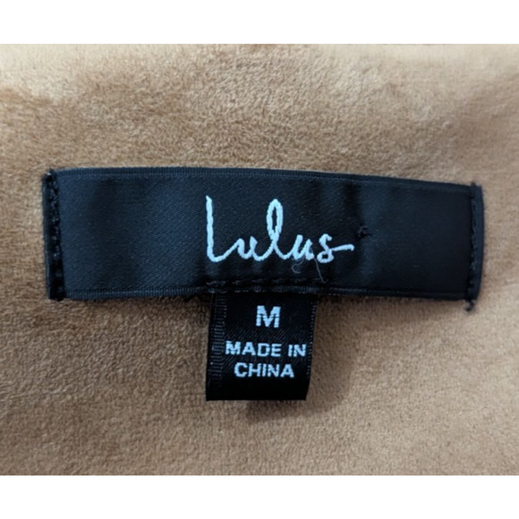 Lulus sz M Wild At Heart faux vegan suede Moto Jacket tan zips 1328 - Picture 5 of 6